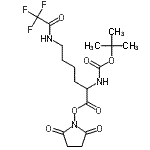 structure of CAS# 34695-46-0, 2,5-Dioxo-1-Pyrrolidinyl N<Sup>2</Sup>-{[(2-Methyl-2-Propanyl)Oxy]Carbonyl}-N<Sup>6</Sup>-(Trifluoroacetyl)Lysinate;Nα-BOC-NE<wbr>PSILON-TR<wbr>IFLUOROAC<wbr>ETYL-L-LY<wbr>SINE N-HY<wbr>DROXYSUCC<wbr>INIMIDE E<wbr>STER;NSC164057