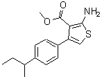 structure of CAS# 350990-15-7, Methyl 2-Amino-4-(4-Sec-Butylphenyl)-3-Thiophenecarboxylate;methyl 2-<wbr>amino-4-[<wbr>4-(butan-<wbr>2-yl)phen<wbr>yl]thioph<wbr>ene-3-car<wbr>boxylate;methyl 2-<wbr>amino-4-[<wbr>4-(methyl<wbr>propyl)ph<wbr>enyl]thio<wbr>phene-3-c<wbr>arboxylate;MFCD01921983