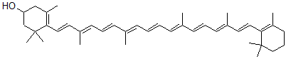 CAS#: 35454-73-0， 3,5,5-Trimethyl-4-[3,7,12,16-Tetramethyl-18-(2,6,6-Trimethyl-1-Cyclohexenyl)Octadeca-1,3,5,7,9,11,13,15,17-Nonaenyl]Cyclohex-3-En-1-Ol