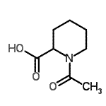 structure of CAS# 35677-87-3, 1-Acetyl-2-Piperidinecarboxylic Acid;1-Acetyl-2-piperidinecarboxylic acid;1-Acetyl-piperidine-2-carboxylic acid;2-PIPERIDINECARBOXYLICACID, 1-ACETYL-, (R)- (9CI)