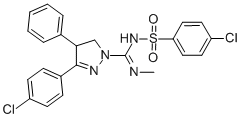 structure of CAS# 362519-49-1, 5-(4-Chlorophenyl)-N-(4-chlorophenyl)sulfonyl-N'-methyl-4-phenyl-3,4-dihydropyrazole-2-carboximidamide