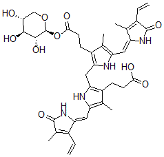CAS#: 36570-69-1， 3-[5-[(E)-(3-Ethenyl-4-Methyl-5-Oxopyrrol-2-Ylidene)Methyl]-2-[[5-[(Z)-(4-Ethenyl-3-Methyl-5-Oxopyrrol-2-Ylidene)Methyl]-4-Methyl-3-[3-Oxo-3-[(2S,3R,4S,5R)-3,4,5-Trihydroxyoxan-2-Yl]Oxypropyl]-1H-Pyrrol-2-Yl]Methyl]-4-Methyl-1H-Pyrrol-3-Yl]Propanoic Acid