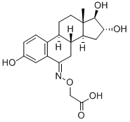 structure of CAS# 37654-41-4, 2-[[(13S,16R,17R)-3,16,17-Trihydroxy-13-Methyl-8,9,11,12,14,15,16,17-Octahydro-7H-Cyclopenta[a]Phenanthren-6-Ylidene]Amino]Oxyacetic Acid;2-[[(13S,16R,17R)-3,16,17-Trihydroxy-13-Methyl-8,9,11,12,14,15,16,17-Octahydro-7H-Cyclopenta[A]Phenanthren-6-Ylidene]Amino]Oxyethanoic Acid;Acetic Acid, ((((16Alpha,17Beta)-3,16,17-Trihydroxyestra-1,3,5(10)-Trien-6-Ylidene)Amino)Oxy)-;Estriol-6-(O-Carboxymethyl)Oxime