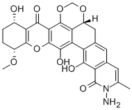 structure of CAS# 37895-35-5, Antibiotic P42-C;2H-Xantheno(1',2',3':4:5)(1,3)Benzodioxino(7,6-G)Isoquinoline-5,14(1H,9H)-Dione, 13-Amino-3,4,8A,13-Tetrahydro-4,15,16-Trihydroxy-1-Methoxy-12-Methyl-, (1R-(1-Alpha,4-Alpha,8A-Beta))-;Albofungin;Antibiotic P 42-1