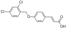 structure of CAS# 385383-41-5, 3-(4-[(2,4-Dichlorobenzyl)Oxy]Phenyl)Acrylic Acid;2-PROPENOIC ACID, 3-[4-[(2,4-DICHLOROPHENYL)METHOXY]PHENYL]-;3-[4-[(2,4-DICHLOROPHENYL)METHOXY]PHENYL]-2-PROPENOIC ACID;3-(4-[(2,4-DICHLOROBENZYL)OXY]PHENYL)ACRYLIC ACID