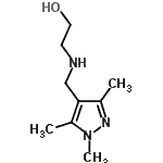 structure of CAS# 400877-08-9, 2-{[(1,3,5-Trimethyl-1H-Pyrazol-4-Yl)Methyl]Amino}Ethanol;2-(((1,3,5-trimethyl-1H-pyrazol-4-yl)methyl)amino)ethanol;2-[Cyano(phenyl)methyl]-6-fluorobenzonitrile;2-{[(1,3,5-trimethyl-1H-pyrazol-4-yl)methyl]amino}ethanol
