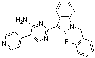 structure of CAS# 402595-29-3, Etriciguat;2-[1-[(2-Fluorophenyl)Methyl]Pyrazolo[5,4-B]Pyridin-3-Yl]-5-(4-Pyridyl)Pyrimidin-4-Amine;2-[1-[(2-Fluorophenyl)Methyl]-3-Pyrazolo[5,4-B]Pyridinyl]-5-(4-Pyridyl)-4-Pyrimidinamine;[2-[1-(2-Fluorobenzyl)Pyrazolo[5,4-B]Pyridin-3-Yl]-5-(4-Pyridyl)Pyrimidin-4-Yl]Amine