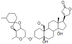 CAS#: 40279-45-6， 3b-[[3-O,4-O-(3-Methylcyclohexylidene)-2,6-Dideoxy-beta-D-Ribo-Hexopyranosyl]Oxy]-5,14-Dihydroxy-19-Oxo-5b-Card-20(22)-Enolide