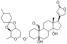 CAS#: 40279-46-7， 3b-[[3-O,4-O-(4-Methylcyclohexylidene)-2,6-Dideoxy-beta-D-Ribo-Hexopyranosyl]Oxy]-5,14-Dihydroxy-19-Oxo-5b-Card-20(22)-Enolide