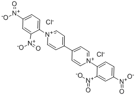 structure of CAS# 41168-79-0, 1,1'-Bis(2,4-Dinitrophenyl)-4,4'-Bipyridinium Dichloride;1,1''-BIS(2,4-DINITROPHENYL)-4,4''-BIPYRIDINIUM DICHLORIDE 93+%;1,1'-BIS(2,4-DINITROPHENYL)-4,4'-BIPYRIDINIUM DICHLORIDE;N,N`-Bis(2,4-Dinitrophenyl)-4,4`-Bipyridinium Dichloride