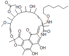 CAS#: 41776-57-2， 3-(Heptyloxyiminomethyl)Rifamycin