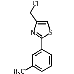 structure of CAS# 41963-17-1, 4-(Chloromethyl)-2-(3-Methylphenyl)-1,3-Thiazole;4-(Chloromethyl)-2-(3-methylphenyl)-1,3-thiazole;4-Chloromethyl-2-m-tolyl-thiazole;MFCD03423390