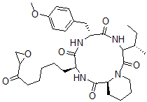CAS 登录号:42002-26-6, 环(O-甲基酪氨酸-L-异亮氨酸-L-哌啶酸-2-氨基-8-氧代-9,10-环氧癸酸)