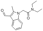 structure of CAS# 436087-08-0, N , N-Diethyl-2-(3-Formyl-2-Methyl-Indol-1-Yl)-Acetamide;N,N-Diethyl-2-(3-Formyl-2-Methyl-Indol-1-Yl)Acetamide;N,N-Diethyl-2-(3-Formyl-2-Methyl-1-Indolyl)Acetamide;N,N-Diethyl-2-(3-Methanoyl-2-Methyl-Indol-1-Yl)Ethanamide