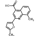 structure of CAS# 438227-14-6, 8-Methyl-2-(5-Methyl-2-Furyl)-4-Quinolinecarboxylic Acid;8-methyl-2-(5-methyl(2-furyl))quinoline-4-carboxylic acid;8-methyl-2-(5-methylfuran-2-yl)quinoline-4-carboxylic acid;MFCD03420019