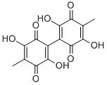structure of CAS# 475-54-7, Oosporein;(3Z)-5-Hydroxy-6-Methyl-3-(2,3,5-Trihydroxy-6-Keto-4-Methyl-1-Cyclohexa-2,4-Dienylidene)Cyclohex-5-Ene-1,2,4-Trione;2,2',5,5'-Tetrahydroxy-4,4'-Dimethyl(Bi-1,4-Cyclohexadien-1-Yl)-3,3',6,6'-Tetrone;2,2'-Bi-P-Benzoquinone, 3,3',6,6'-Tetrahydroxy-5,5'-Dimethyl- (7Ci)