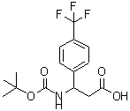 structure of CAS# 477849-00-6, 3-({[(2-Methyl-2-Propanyl)Oxy]Carbonyl}Amino)-3-[4-(Trifluoromethyl)Phenyl]Propanoic Acid;(R)-3-((t<wbr>ert-Butox<wbr>ycarbonyl<wbr>)amino)-3<wbr>-(4-(trif<wbr>luorometh<wbr>yl)phenyl<wbr>)propanoi<wbr>c acid;(S)-3-((t<wbr>ert-Butox<wbr>ycarbonyl<wbr>)amino)-3<wbr>-(4-(trif<wbr>luorometh<wbr>yl)phenyl<wbr>)propanoi<wbr>c acid;Boc-R-3-Amino-3-(4-trifluoromethyl-phenyl)-propionic acid