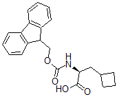 structure of CAS# 478183-62-9, (alphaS)-alpha-[[(9H-Fluoren-9-Ylmethoxy)Carbonyl]Amino]-Cyclobutanepropanoic Acid;(S)-2-(((9H-Fluoren-9-Yl)Methoxy)Carbonylamino)-3-Cyclobutylpropanoic Acid;Fmoc-(S)-2-Amino-3-Cyclobutylpropanoic Acid;FMOC-BETA-CYCLOBUTYL-L-ALANINE