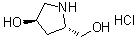 structure of CAS# 478922-47-3, (3R,5S)-5-(Hydroxymethyl)-3-Pyrrolidinol Hydrochloride (1:1);(3R,5S)-5-HYDROXYMETHYL-3-PYRROLIDINOLHCL;(3R,5S)-5-Hydroxymethyl-3-pyrrolidinolhydrochloride;(3R,5S)-5-Hydroxymethyl-pyrrolidin-3-ol hydrochloride