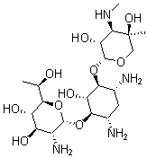CAS#: 49863-47-0， (1S,2S,3R,4S,6R)-4,6-Diamino-3-{[(5R)-2-amino-2-deoxy-5-(1-hydroxyethyl)-alpha-D-xylopyranosyl]oxy}-2-hydroxycyclohexyl 3-deoxy-4-C-methyl-3-(methylamino)-beta-L-arabinopyranoside
