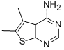 structure of CAS# 4994-89-2, 5,6-Dimethyl-Thieno[2,3-d]Pyrimidin-4-Ylamine;5,6-Dimethyl-4-Thieno[3,2-E]Pyrimidinamine;(5,6-Dimethylthieno[3,2-E]Pyrimidin-4-Yl)Amine;5,6-Dimethylthieno[2,3-D]Pyrimidin-4-Amine