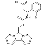structure of CAS# 517905-84-9, (3R)-3-(2-Bromophenyl)-3-{[(9H-Fluoren-9-Ylmethoxy)Carbonyl]Amino}Propanoic Acid;(R)-3-(((<wbr>(9H-Fluor<wbr>en-9-yl)m<wbr>ethoxy)ca<wbr>rbonyl)am<wbr>ino)-3-(2<wbr>-bromophe<wbr>nyl)propa<wbr>noic acid;Fmoc-(R)-3-amino-3-(2-bromophenyl)propionic acid;Fmoc-(R)-3-Amino-3-(2-bromo-phenyl)-propionic acid