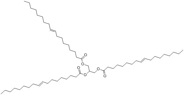 structure of CAS# 537-39-3, Trielaidin;2,3-Di(Octadec-9-Enoyloxy)Propyl Octadec-9-Enoate;2,3-Bis[[(E)-Octadec-9-Enoyl]Oxy]Propyl (E)-Octadec-9-Enoate;Octadec-9-Enoic Acid 2,3-Bis[(E)-1-Oxooctadec-9-Enoxy]Propyl Ester