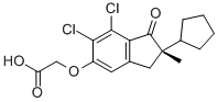 structure of CAS# 54197-31-8, 2-[(2S)-6,7-Dichloro-2-cyclopentyl-2-methyl-1-oxo-indan-5-yl]oxyacetic acid;2-[(2S)-6,7-Dichloro-2-Cyclopentyl-2-Methyl-1-Oxo-Indan-5-Yl]Oxyacetic Acid;2-[[(2S)-6,7-Dichloro-2-Cyclopentyl-2-Methyl-1-Oxo-5-Indanyl]Oxy]Acetic Acid;2-[(2S)-6,7-Dichloro-2-Cyclopentyl-1-Keto-2-Methyl-Indan-5-Yl]Oxyacetic Acid