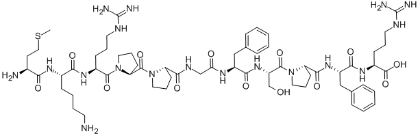structure of CAS# 550-19-6, Met-Lys-Bradykinin;(2S)-2-[[(2S)-2-[[(2S)-1-[(2S)-2-[[(2S)-2-[[2-[[(2S)-1-[(2S)-1-[(2S)-2-[[(2S)-6-Amino-2-[[(2S)-2-Amino-4-Methylsulfanyl-Butanoyl]Amino]Hexanoyl]Amino]-5-Guanidino-Pentanoyl]Pyrrolidine-2-Carbonyl]Pyrrolidine-2-Carbonyl]Amino]Acetyl]Amino]-3-Phenyl-Propanoyl]Amino]-3-Hydroxy-Propanoyl]Pyrrolidine-2-Carbonyl]Amino]-3-Phenyl-Propanoyl]Amino]-5-Guanidino-Pentanoic Acid;(2S)-2-[[(2S)-2-[[[(2S)-1-[(2S)-2-[[(2S)-2-[[2-[[[(2S)-1-[[(2S)-1-[(2S)-2-[[(2S)-6-Amino-2-[[(2S)-2-Amino-4-(Methylthio)-1-Oxobutyl]Amino]-1-Oxohexyl]Amino]-5-Guanidino-1-Oxopentyl]-2-Pyrrolidinyl]-Oxomethyl]-2-Pyrrolidinyl]-Oxomethyl]Amino]-1-Oxoethyl]Amino]-1-Oxo-3-Phenylpropyl]Amino]-3-Hydroxy-1-Oxopropyl]-2-Pyrrolidinyl]-Oxomethyl]Amino]-1-Oxo-3-Phenylpropyl]Amino]-5-Guanidinopentanoic Acid;(2S)-2-[[(2S)-2-[[(2S)-1-[(2S)-2-[[(2S)-2-[[2-[[(2S)-1-[(2S)-1-[(2S)-2-[[(2S)-6-Amino-2-[[(2S)-2-Amino-4-(Methylthio)Butanoyl]Amino]Hexanoyl]Amino]-5-Guanidino-Pentanoyl]Pyrrolidine-2-Carbonyl]Pyrrolidine-2-Carbonyl]Amino]Acetyl]Amino]-3-Phenyl-Propanoyl]Amino]-3-Hydroxy-Propanoyl]Pyrrolidine-2-Carbonyl]Amino]-3-Phenyl-Propanoyl]Amino]-5-Guanidino-Valeric Acid