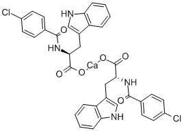 structure of CAS# 56116-62-2, 4-Chlorobenzoyl-L-Tryptophan Calcium Salt;Calcium (2S)-2-[[(4-Chlorophenyl)-Oxomethyl]Amino]-3-(1H-Indol-3-Yl)Propanoate;Calcium (2S)-2-[(4-Chlorobenzoyl)Amino]-3-(1H-Indol-3-Yl)Propionate;Calcium (2S)-2-[(4-Chlorophenyl)Carbonylamino]-3-(1H-Indol-3-Yl)Propanoate