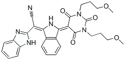 CAS 登录号：56195-27-8， alpha-[2,3-二氢-3-[四氢-1,3-二(3-甲氧基丙基)-2,4,6-三氧代-5(2H)-嘧啶-亚基]-1H-异吲哚-1-亚基]-1H-苯并咪唑-2-乙腈