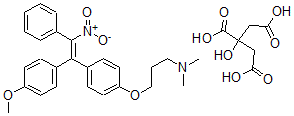 CAS#: 56287-31-1， 3-(4-(1-(4-Methoxyphenyl)-2-nitro-2-phenylethenyl)phenoxy)-N,N-dimethyl-1-propanamine monocitrate