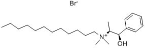structure of CAS# 57155-63-2, (-)-N-Dodecyl-N-Methylephedrinium Bromide;Dodecyl-Dimethyl-[(1R)-1-Methyl-2-Oxo-2-Phenyl-Ethyl]Ammonium Bromide;Dodecyl-Dimethyl-[(1R)-1-Methyl-2-Oxo-2-Phenylethyl]Ammonium Bromide;[(1R)-2-Keto-1-Methyl-2-Phenyl-Ethyl]-Lauryl-Dimethyl-Ammonium Bromide
