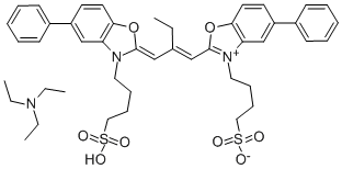 CAS#: 57532-33-9， 5-Methyl-2-(2-((5-Phenyl-3-(4-Sulfobutyl)-2(3H)-Benzoxazolylidene)Methyl)-1-Butenyl)-3-(4-Sulfobutyl)-Benzoxazolium Hydroxide, Inner Salt, Triethylamine Salt