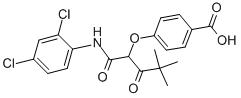 structure of CAS# 58161-93-6, 2-(4-Carboxyphenoxy)-2-Pivaloyl-2',4'-Dichloroacetanilide;4-[1-[(2,4-Dichlorophenyl)Carbamoyl]-3,3-Dimethyl-2-Oxo-Butoxy]Benzoic Acid;4-[1-[[(2,4-Dichlorophenyl)Amino]-Oxomethyl]-3,3-Dimethyl-2-Oxobutoxy]Benzoic Acid;4-[1-[(2,4-Dichlorophenyl)Carbamoyl]-2-Keto-3,3-Dimethyl-Butoxy]Benzoic Acid
