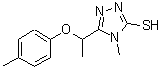 structure of CAS# 588673-44-3, 4-Methyl-5-[1-(4-Methylphenoxy)Ethyl]-4H-1,2,4-Triazole-3-Thiol;4-methyl-5-[(4-methylphenoxy)ethyl]-1,2,4-triazole-3-thiol;4-Methyl-<wbr>5-[1-(4-m<wbr>ethylphen<wbr>oxy)ethyl<wbr>]-4H-1,2,<wbr>4-triazol<wbr>e-3-thiol;MFCD03943463