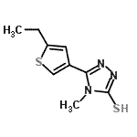 structure of CAS# 588674-76-4, 5-(5-Ethyl-3-Thienyl)-4-Methyl-4H-1,2,4-Triazole-3-Thiol;3-(5-ethy<wbr>lthiophen<wbr>-3-yl)-4-<wbr>methyl-1H<wbr>-1,2,4-tr<wbr>iazole-5(<wbr>4H)-thione;5-(5-ethyl(3-thienyl))-4-methyl-1,2,4-triazole-3-thiol;5-(5-Ethylthien-3-yl)-4-methyl-4H-1,2,4-triazole-3-thiol