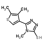 structure of CAS# 588685-93-2, 5-(4,5-Dimethyl-3-Thienyl)-4-Methyl-4H-1,2,4-Triazole-3-Thiol;5-(4,5-dimethyl(3-thienyl))-4-methyl-1,2,4-triazole-3-thiol;5-(4,5-Di<wbr>methylthi<wbr>en-3-yl)-<wbr>4-methyl-<wbr>4H-1,2,4-<wbr>triazole-<wbr>3-thiol;5-(4,5-di<wbr>methylthi<wbr>ophen-3-y<wbr>l)-4-meth<wbr>yl-4H-1,2<wbr>,4-triazo<wbr>le-3-thiol