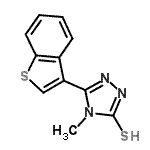 structure of CAS# 588687-45-0, 5-(1-Benzothiophen-3-Yl)-4-Methyl-4H-1,2,4-Triazole-3-Thiol;5-(1-Benzothien-3-yl)-4-methyl-4H-1,2,4-triazole-3-thiol;5-(1-benzothiophen-3-yl)-4-methyl-4H-1,2,4-triazole-3-thiol;5-benzo[b]thiophen-3-yl-4-methyl-1,2,4-triazole-3-thiol