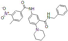 CAS#: 5895-04-5， 5-[(4-Methyl-3-nitrobenzoyl)amino]-N-(phenylmethyl)-2-piperidin-1-ylbenzamide