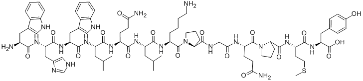 structure of CAS# 59401-28-4, Trp-His-Trp-Leu-Gln-Leu-Lys-Pro-Gly-Gln-Pro-Met-Tyr;ALPHA'-MATING FACTOR;ALPHA-MATING FACTOR;ALPHA SCL-PHEROMONE