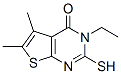 structure of CAS# 59898-60-1, 3-Ethyl-2-Mercapto-5,6-Dimethylthieno[2,3-d]Pyrimidin-4(3H)-One;3-Ethyl-5,6-Dimethyl-2-Thioxo-1H-Thieno[3,2-E]Pyrimidin-4-One;Hts 12827;St5213686