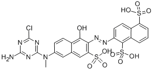 CAS#: 59970-93-3， Disodium (3Z)-7-[(4-Amino-6-Chloro-1,3,5-Triazin-2-Yl)-Methylamino]-4-Oxo-3-[(1-Sulfo-5-Sulfonatonaphthalen-2-Yl)Hydrazinylidene]Naphthalene-2-Sulfonate