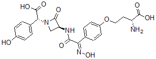 CAS#: 60134-71-6， (3S,alphar)-3-[[[4-[(R)-3-Amino-3-Carboxypropoxy]Phenyl][(E)-Hydroxyimino]Acetyl]Amino]-alpha-(4-Hydroxyphenyl)-2-Oxo-1-Azetidineacetic Acid