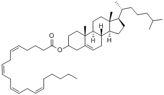 structure of CAS# 604-34-2, Cholesteryl Arachidonate;[(3S,8S,9S,10R,13R,14S,17R)-17-[(1R)-1,5-Dimethylhexyl]-10,13-Dimethyl-2,3,4,7,8,9,11,12,14,15,16,17-Dodecahydro-1H-Cyclopenta[A]Phenanthren-3-Yl] (5E,8E,11E,14E)-Icosa-5,8,11,14-Tetraenoate;(5E,8E,11E,14E)-Icosa-5,8,11,14-Tetraenoic Acid [(3S,8S,9S,10R,13R,14S,17R)-17-[(1R)-1,5-Dimethylhexyl]-10,13-Dimethyl-2,3,4,7,8,9,11,12,14,15,16,17-Dodecahydro-1H-Cyclopenta[A]Phenanthren-3-Yl] Ester