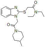 CAS#: 606110-00-3， N,N-Diethyl-2-[[1-[2-(4-Methyl-Piperidin-1-Yl)-2-Oxoethyl]-1H-Benzo[d]Imidazol-2-Yl]Thio]-Acetamide