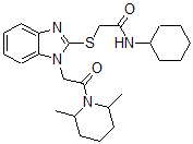 CAS#: 606110-31-0， N-Cyclohexyl-2-[[1-[2-(2,6-Dimethyl-Piperidin-1-Yl)-2-Oxoethyl]-1H-Benzo[d]Imidazol-2-Yl]Thio]-Acetamide