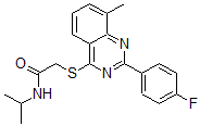 CAS#: 606131-75-3， 2-[[2-(4-Fluorophenyl)-8-Methyl-4-Quinazolinyl]Thio]-N-(Isopropyl)-Acetamide