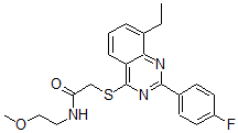 CAS#: 606134-08-1， 2-[[8-Ethyl-2-(4-Fluorophenyl)-4-Quinazolinyl]Thio]-N-(2-Methoxyethyl)-Acetamide