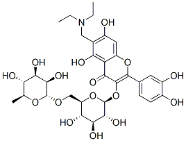 CAS#: 60619-55-8， 3-[[6-O-(6-Deoxy-alpha-L-Mannopyranosyl)-beta-D-Glucopyranosyl]Oxy]-6-[(Diethylamino)Methyl]-2-(3,4-Dihydroxyphenyl)-5,7-Dihydroxy-4H-1-Benzopyran-4-One